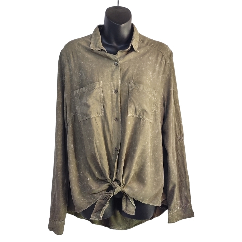 Annabelle Women's Green Tie-dye Button Down Shirt Size S NWT